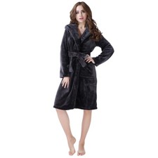 RH Robe Hooded Ladies Fleece Soft Gown Bath Spa Thigh Length Coat Sleep RHW2233