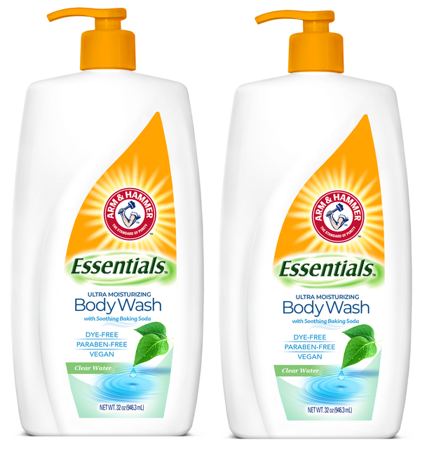 2x Essentials Body Wash W/ Soothing Baking Soda Clear Water Vegan Dye