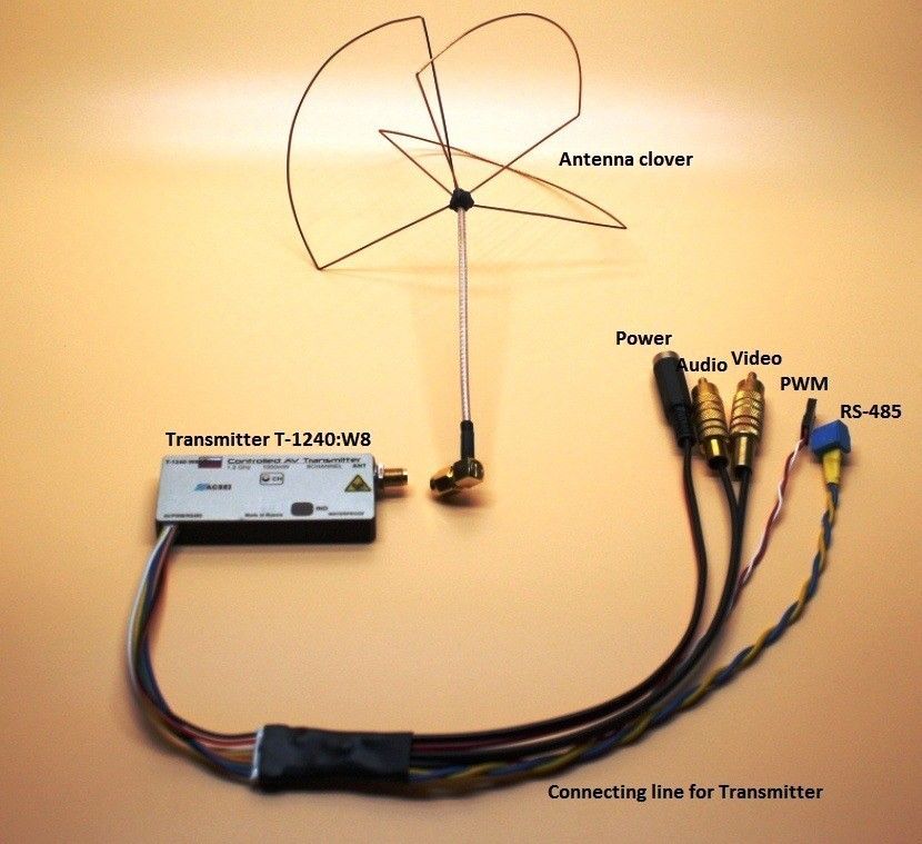 Transmisor FPV Cctv 1.2GHz controlado Av T-1240 W8 1000 mV 8CH Impermeable Transmisor FPV Cctv 1.2GHz controlado Av T-1240 W8 1000 mV 8CH Impermeable