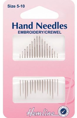 Hemline Embroidery / Crewel Hand Sewing Needles: Size 5-10