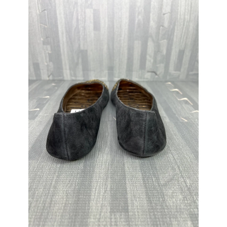 Zapatos planos de ballet Sam Edelman Charleen negros dorados talla 6,5 de cuero con tachuelas Foto 3 de 4