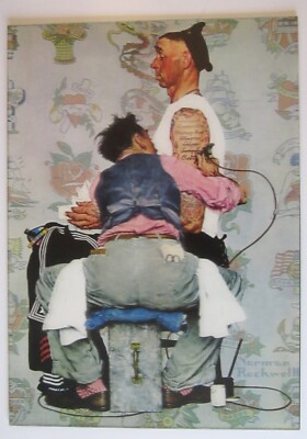 The Tattoo Künstler Norman Rockwell Riesige 3-D Linsenförmige Bild 50.8x38.1cm