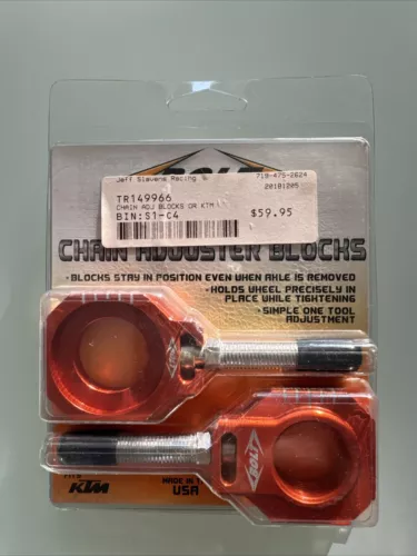 BOLT CHAD-KTM2.OR Chain Adjuster Block Orange VNDR #14-9966 Part # CHAD-KTM2.OR - Picture 1 of 3