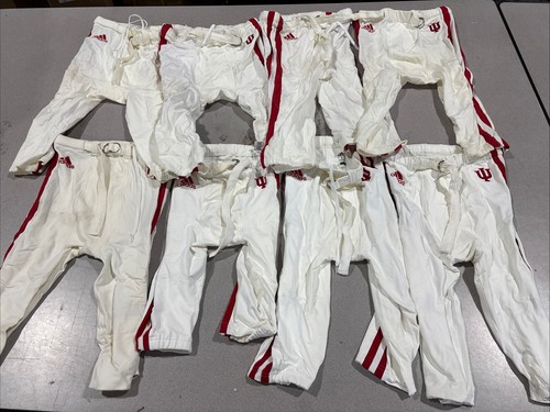 LOT OF 8 Indiana Hoosiers Football White Game Used Worn Pants Adidas Team Issued