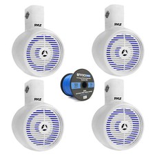 2 Pair of Pyle 6.5" 200W LED Wakeboard Off-Road White Speakers w/Wire