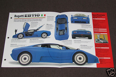 1992-1995 BUGATTI EB110 EB-110 (1993) Car SPEC SHEET BROCHURE PHOTO BOOKLET
