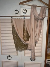 Gold glitter stripe nude multi-way dress