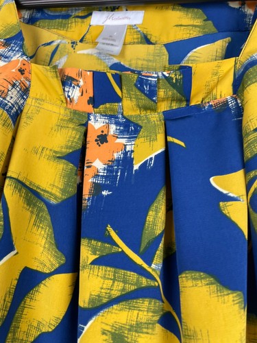 JH Collectibles Sleeveless Blouse Blue Yellow Floral Print Women's Size XL - Picture 15 of 17