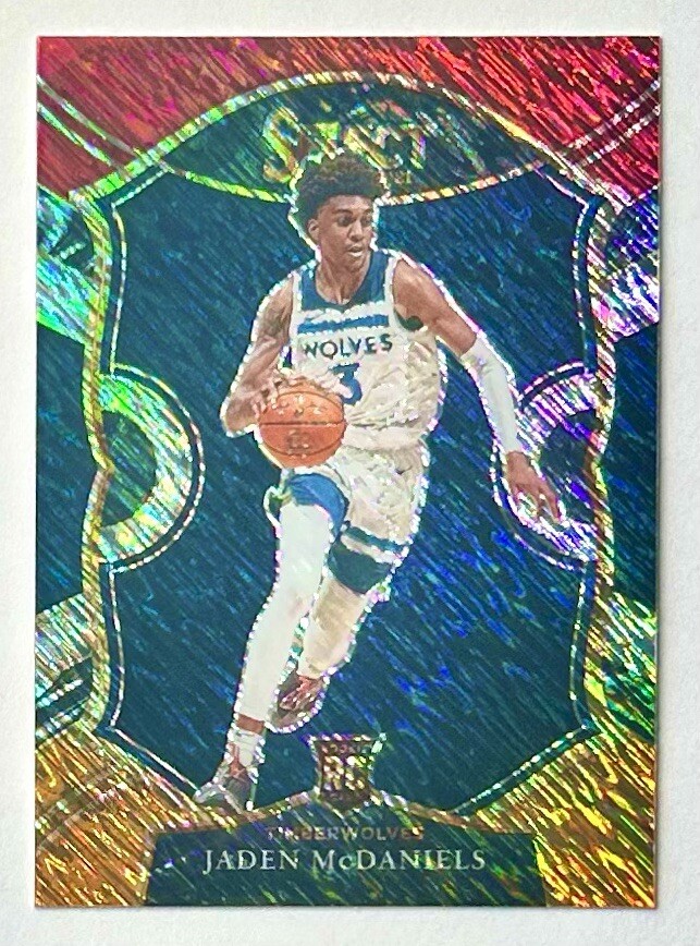 2020-21 Select Jaden McDaniels Red White Orange Shimmer Prizm Rookie SP RC #88