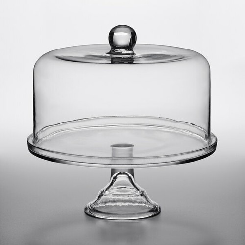 4 PACK 10 1/2" Clear GLASS Cake Pie Display Stand with Round Cover Dome - Picture 2 of 2