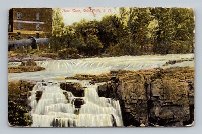 #ad Postcard SD Sioux Falls South Dakota River View posted vintage white water $5.21