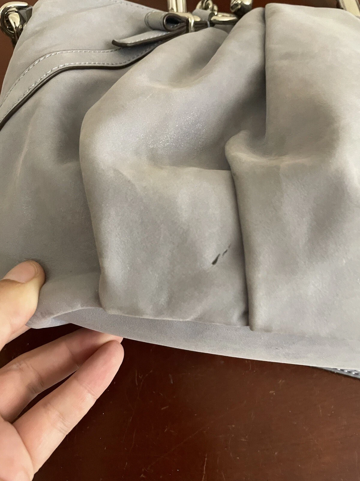 Con borsa a tracolla Flaw COACH F22563 grigio scintillante (""blu ish) in pelle morbida