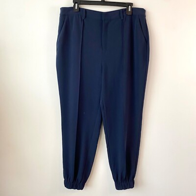 Cinq à Sept Tabitha Tapered Leg Crepe Jogger Pants Womens Size 14 Navy Blue