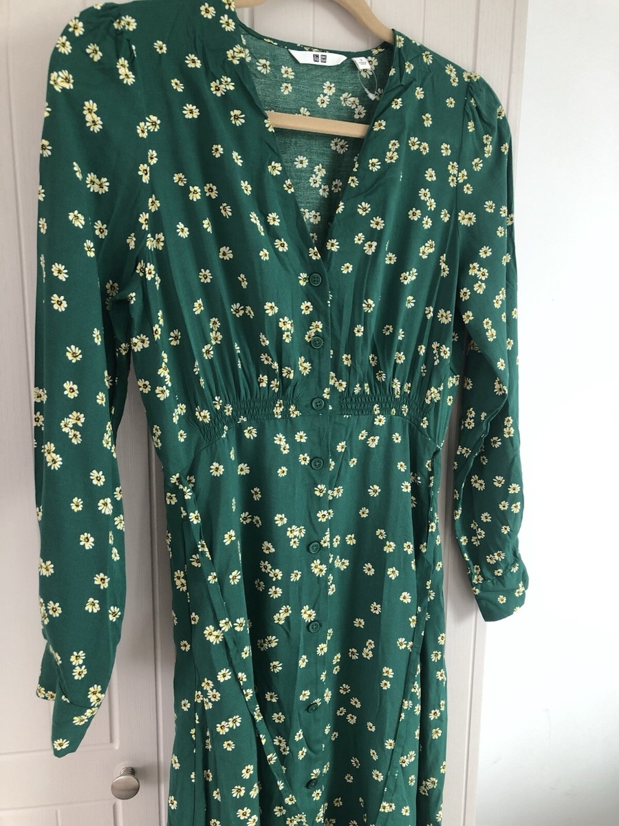 Brand new Uniqlo green floral print midi dress in size S | eBay UK Brand new Uniqlo green floral print midi dress in size S | eBay UK