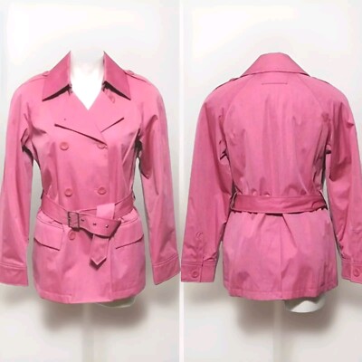 Esprit Small Pink Belted Double-Breasted Short Coat Womens Jacket Outerwear Chic