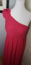 NWT Ever Pretty Pink Chiffon One Shoulder Formal Rouched & Shoulder Detail Sz 12