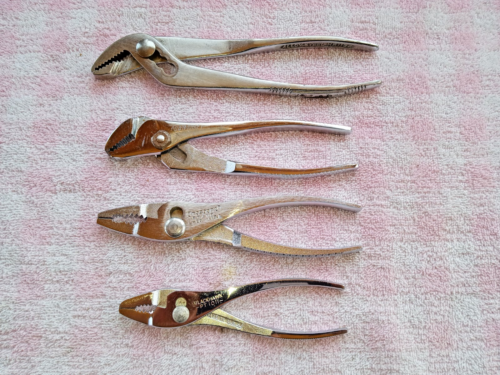 VERY NICE SET OF 4 VTG PLIERS GOOD TO UNUSED COND NICE CHROME SEE DETAILS! tools