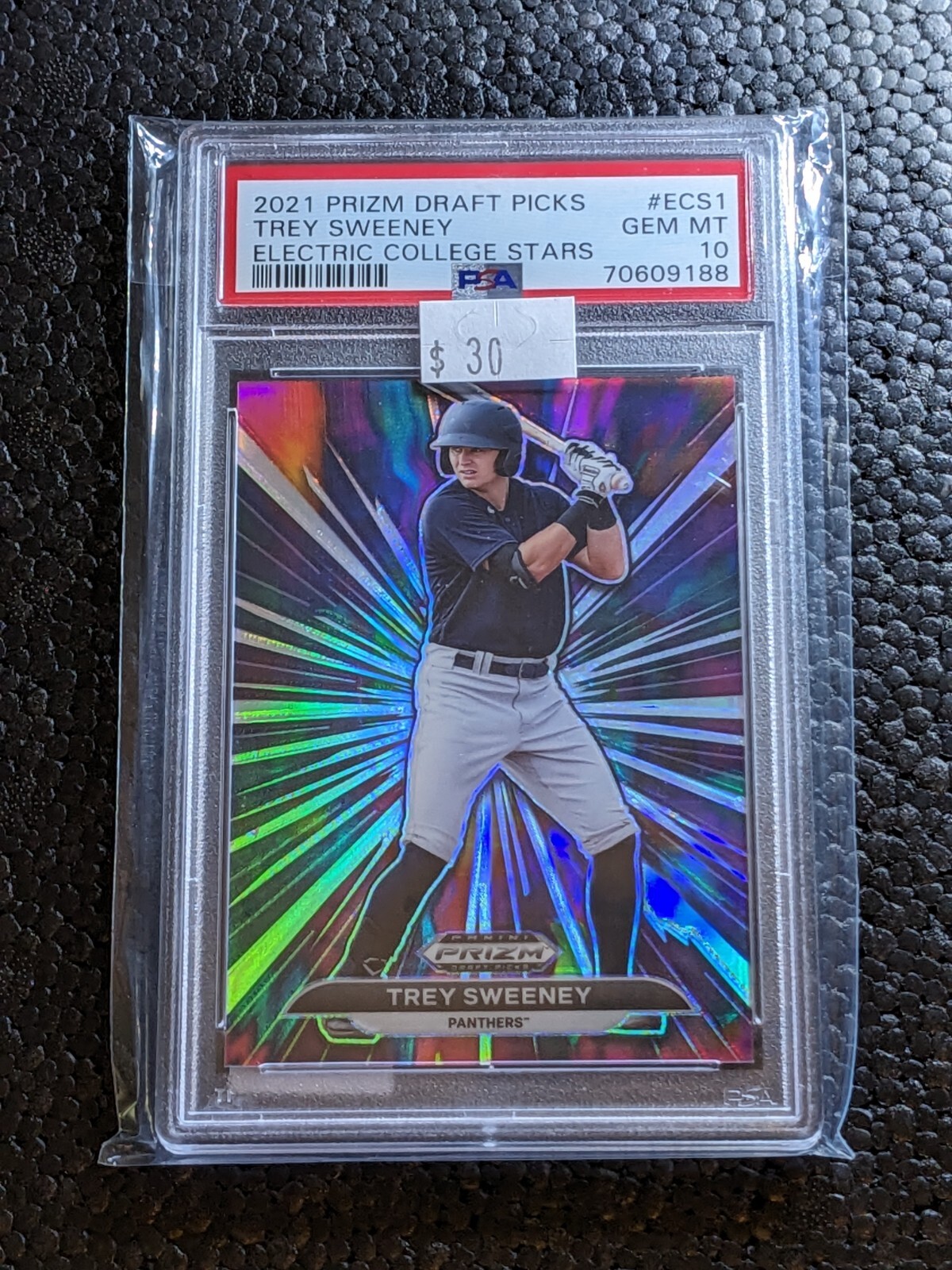 Trey Sweeney 2021 Prizm Draft #ECS1 Electric College Stars SP Yankees - PSA 10