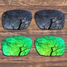 Polarized Replacement Lenses for-Oakley Holbrook Black Chrome Green Mirror
