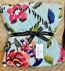Vera Bradley Plush Throw Blanket WATER BOUQUET AQUA BLUE Pink Flowers RARE NWT