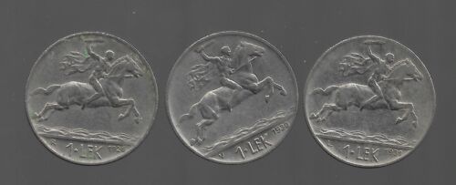 1926,30,31.Albania. Albanian Coins 3X1Leke. Used. BBB3