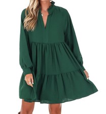 She + Sky Daily Affirmations Tiered Mini Dress Green
