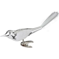 Inge Glas Silver Bird German Glass Christmas Ornament Free Box 4 inches Long