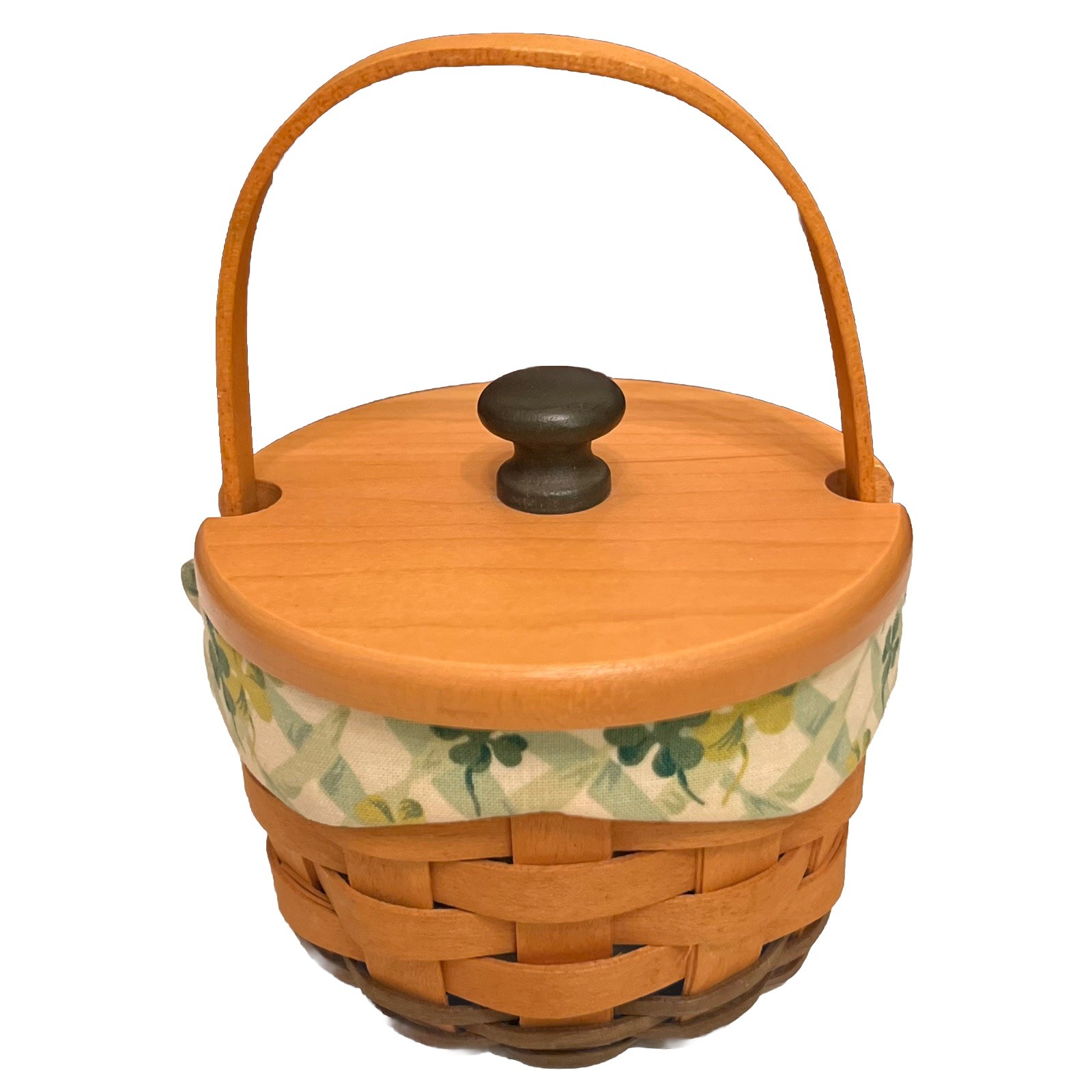 Longaberger Vintage 2001 Lucky You Shamrock Basket w/ Liner & Protector