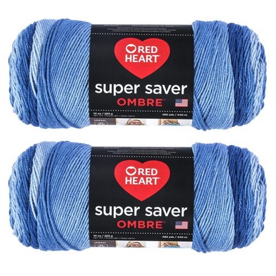 Super Saver Jumbo True Blue Ombre Garn   2 Packungen mit 283 g   Acryl   4 Me...