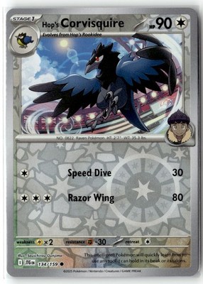 Hop's Corvisquire 134/159 SV09: Journey Together Common Reverse Holo Pokemon NM