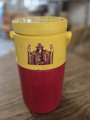 VINTAGE SLIM JIM COOLER JUG WITH MACHO MAN! SEE PICS