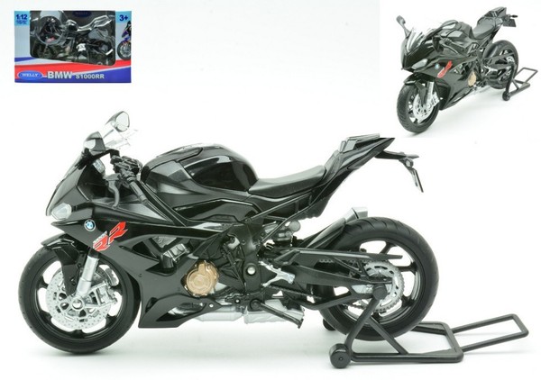 Welly 1/12 Motorrad Bmw S1000RR Schwarz Modellbau Statisches Modell Diecast-image