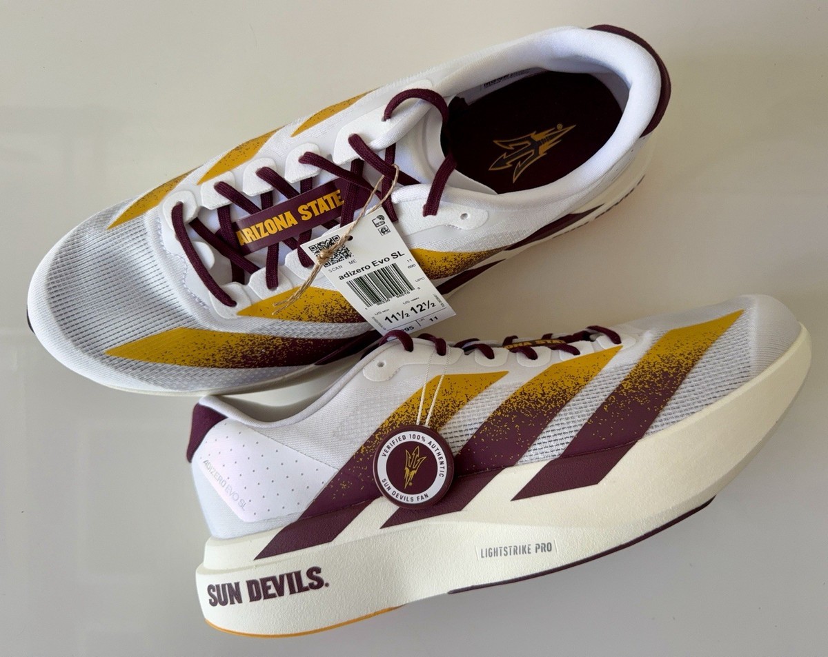 Adidas Adizero Evo ASU Sun Devils Men\'s Size 13 Running Shoes White/Maroon/Gold adidas-texas-a-m-aggies-  main image 3