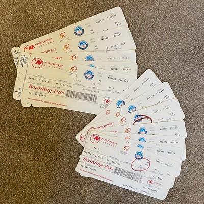 Vtg Northwest Airlines KLM Ticket Boarding Pass Lot of 12 Plane Tickets 1997-98