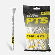 Pride PTS Wood Golf Tees 2-3/4" White, 100 Pack – Striped for Accuracy