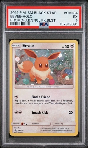2019 POKEMON SM PROMO UNBROKEN BONDS SINGLE PACK BLISTER #SM184 EEVEE-HOLO PSA 5