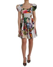 Dolce & Gabbana Multicolor Patchwork Cotton Aline Mini Women's Dress Authentic