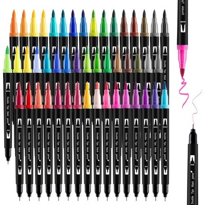 Filzstifte Set 48 Farben Dual Brush Pinselstifte Wasserbasierte Marker Malsti...
