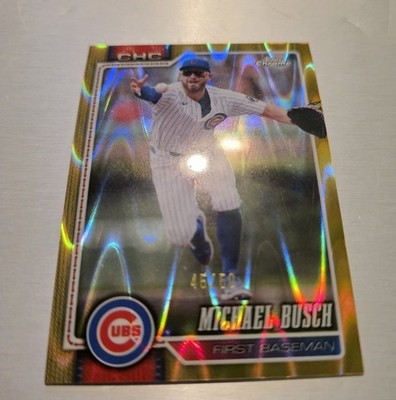 / #50 Michael Busch | 2026 Topps Chrome ☆ Chicago Cubs GOLD Raywave /50☆ MINT