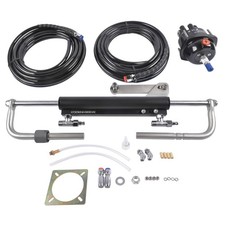 Hydraulic Outboard Steering Kit 90HP w/ Pump 24ft Hose  Cylinder Boat Marine