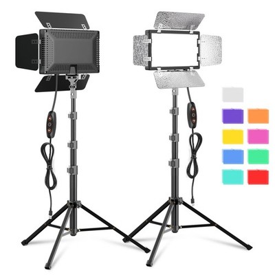 2 Pack LED Video Photography Lighting Kit with 54'' Tripod Stand, Dimmable 56...