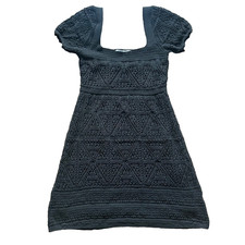 Zara black knitted mini shortsleeved off shoulder chunky dress lined size M