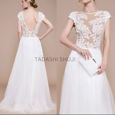 NWT TADASHI SHOJI Tulle Sequin Fit Flare Gown Sleeveless Long Dress Ivory