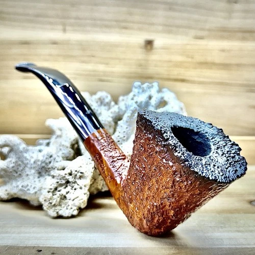 93g Caminetto “Business” Moustache Tan Rustic Hand Made Italian Estate Pipe