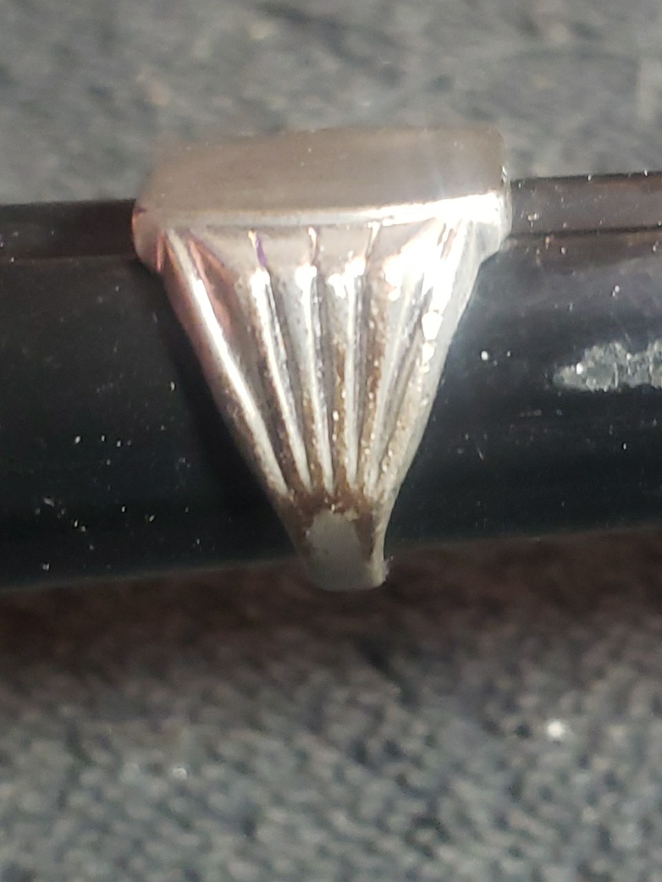 Sterling Silver Solid Ring With Makers MArk (V) 8… - image 2