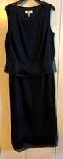 Talbots Black Sleeveless Midi Shift Dress Sz 8 Lined Chiffon Embroidered Zip