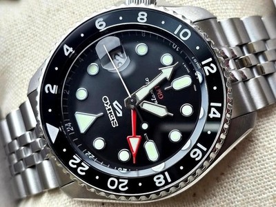 Seiko 5 Sports SSK001K1 Automatic GMT Men's Wristwatch Stainless Steel Black New