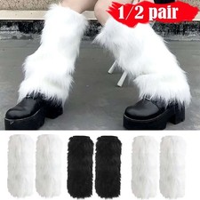 Leg Warmers Winter Womens Boot Covers Furry Solid Co Faux Fur Soft Foot Sleeve