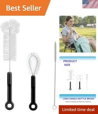 Durable 3-Pack Bottle Cleaning Brushes - Travel-Friendly with Keychain Design