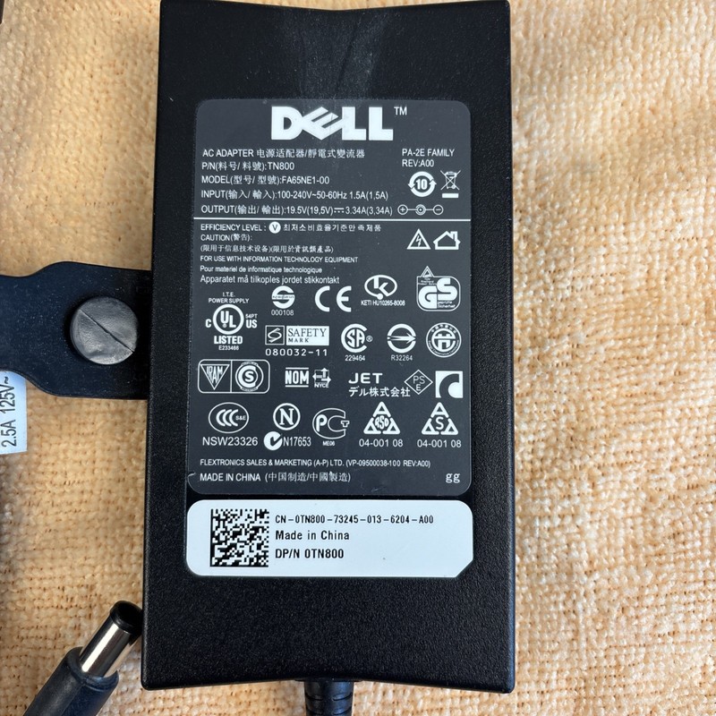 Dell FA65NE1-00 0TN800 19.5V 3.34A Circle Tip Laptop AC Adapter Power Cord OEM
